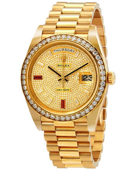 replica rolex day date authomatic full gold with diamond bezel|rolex presidential diamond bezel price.